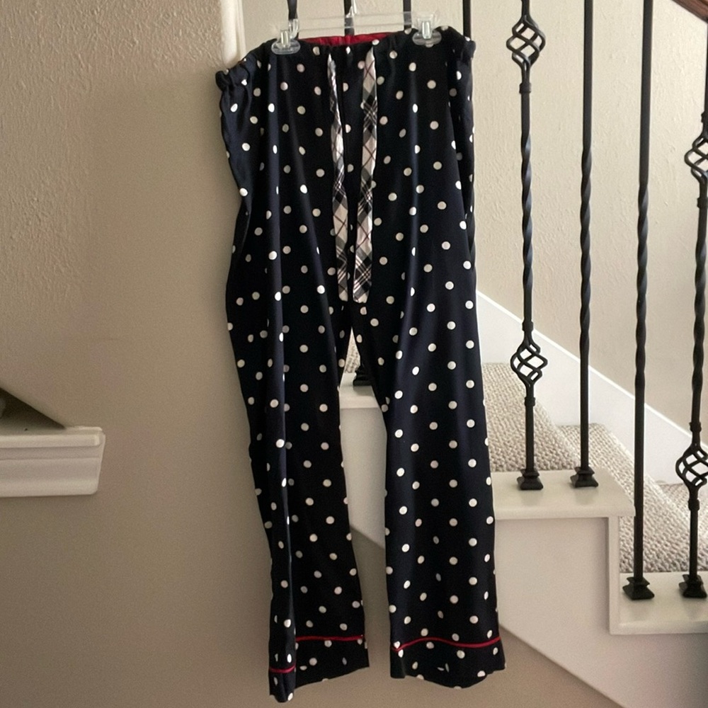 PJ Salvage Sz M Black Polka Dot 100% Cotton PJ Pants ONLY